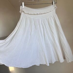 Vintage Y2K Victoria's Secret White Foldover Smocked Mini Skirt Small Angelic